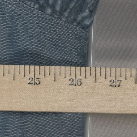 Carhartt Button Down Shirt Men M Blue Chambray Short Sleeve Hiking Relaxed Fit - Picture 7 of 8